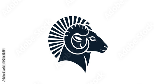 Black Silhouette of a Ram Head.