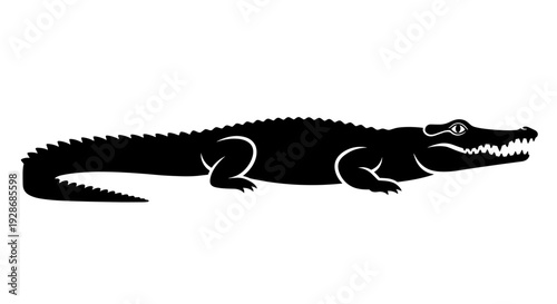Black Silhouette of an Alligator Profile.