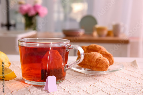 Cup of hot aromatic tea, cr...