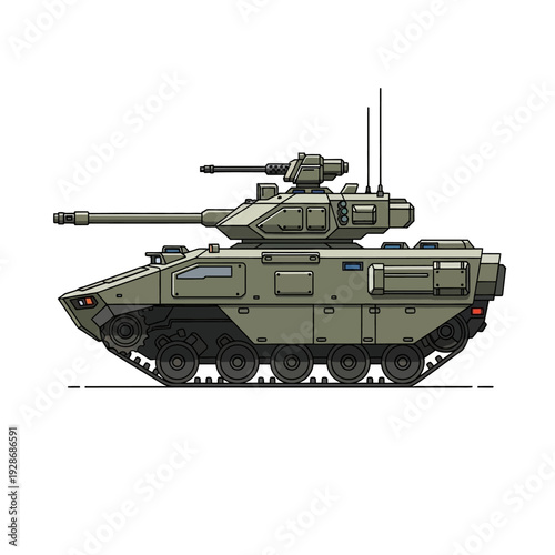 Modern Armored Fighting Vehicle Illustration - Military Technology Concept