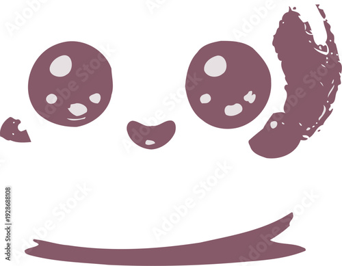 Cute Panda Face Vector Illustration Simple Line Art Kawaii Style Children's Design Element Animal Icon