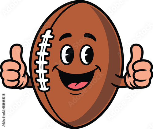 Happy Football Character Giving Thumbs Up and Down Gestures Funny Sport Mascot Vector Illustration