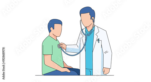 Doctor examining patient with stethoscope for medical checkup illustration
