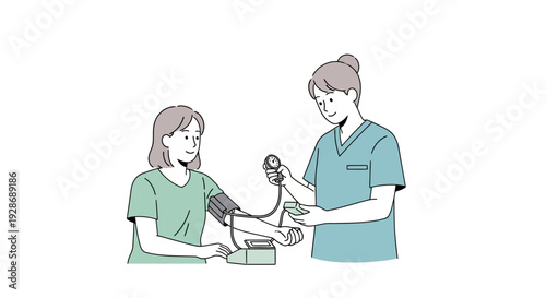Healthcare professional measuring patient's blood pressure during medical examination