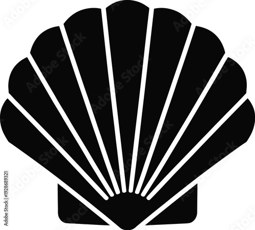 Black Scallop Shell Silhouette IconSimple Nautical Marine Emblem