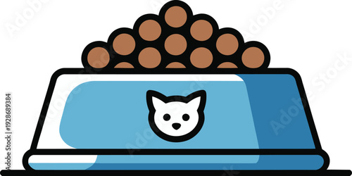 Cat Food Bag Icon with Kibble Pet Nutrition Vector Illustration