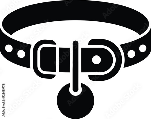 Pet Collar with Tag Icon Vector Graphic Animal Accessory Pet Care Niche Detail