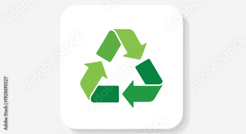 Flat vector illustration of a green recycling symbol with three arrows forming a triangle. Environmental protection concept representing recycling, sustainability, waste management and eco friendly pr