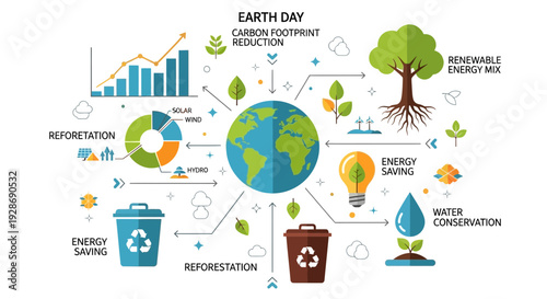 Earth Day Environmental Protection Infographic with Sustainability and Recycling Concepts
