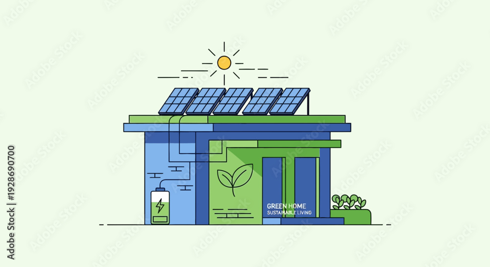 Obraz premium minimal flat vector Green Home Sustainable Living