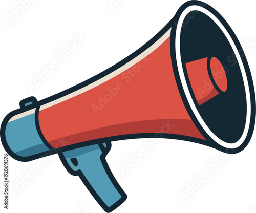 Megaphone broadcasting announcement clear sound propagation communication tool advertising and promotion vector illustration