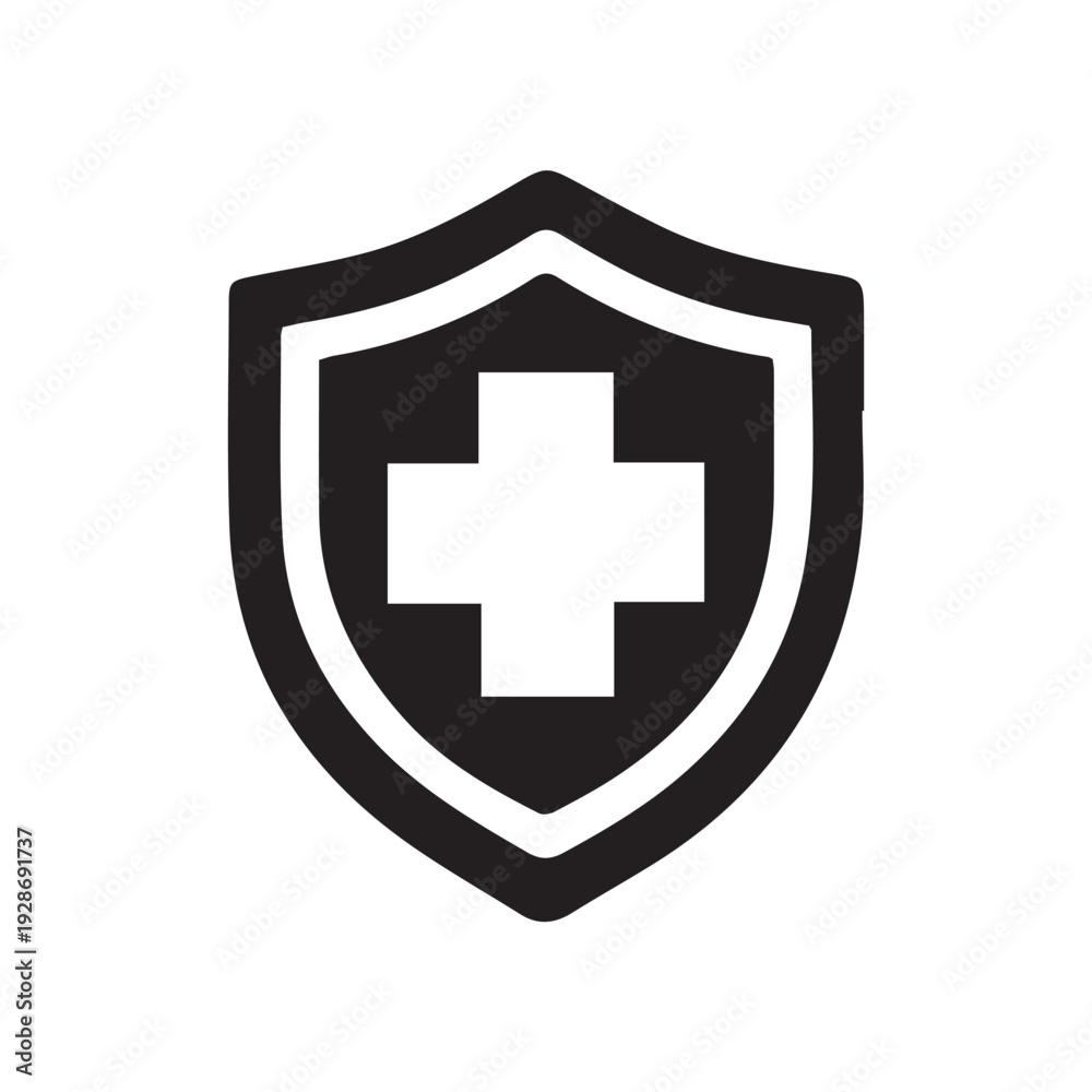 Obraz premium black and white shield icon vector illustration
