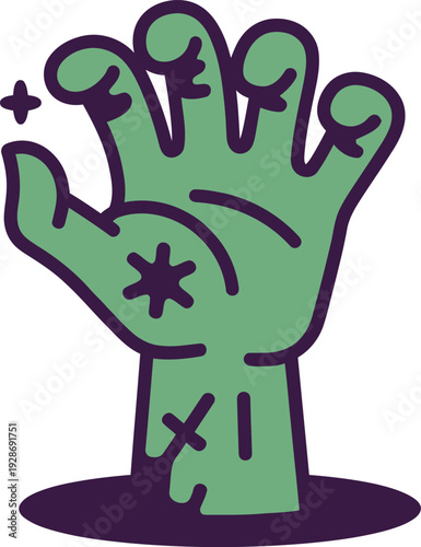 Zombie Hand Emerging from Ground with Sparkles and Asterisk DetailSpooky Halloween Vector Graphic