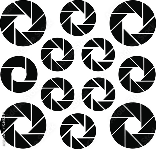 Camera Aperture Blades Vector Icons Montage Photography Concept Technical Symbols Graphic Elements