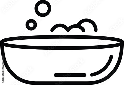 Bubbling Bath Tub Icon with Soap Suds and Water Droplets Simple Outline Vector Art for Hygiene and Relaxation