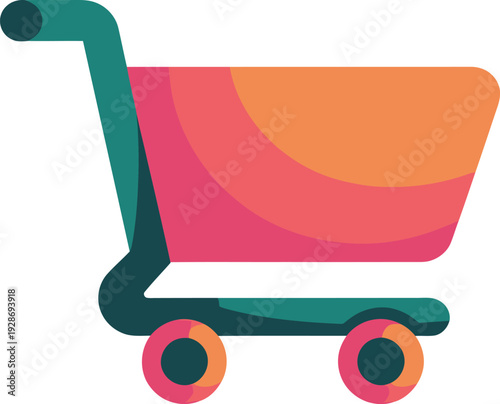 Abstract Shopping Cart Wheels with Colorful Panels Retail Concept E-commerce