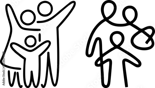 Family Line Art Logo and Outline Collection