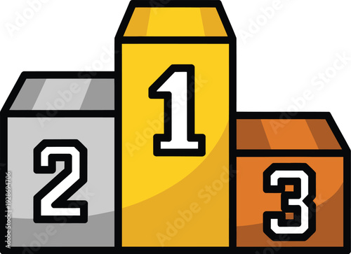 Stacked Number Blocks 1 2 3 Showing Sequence and Ranking Vector Graphic