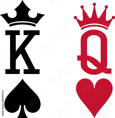 King of Spades and Queen of Hearts Card Symbols