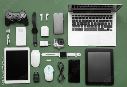 Set of modern devices on da...