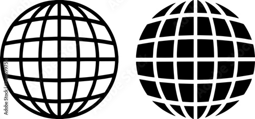 World Globe Earth Grid Map Icon Vector Illustration