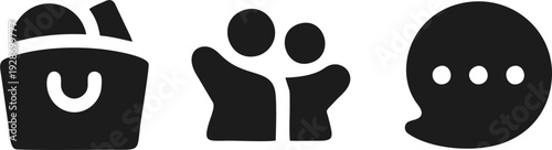 Shopping Bag People Group And Chat Message Icon Set