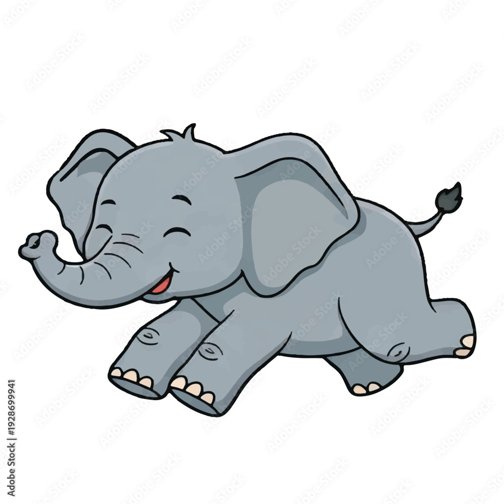 Obraz premium Cute cartoon elephant illustration in jungle safari style