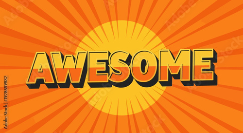 Awesome Text Effect with Retro Sunburst Background