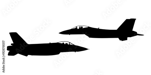 fighter jet silhouette on white background