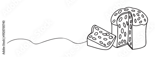 Panettone sweet bread holiday dessert with a cut slice perfect for festive season menus and Christmas celebration food blogs