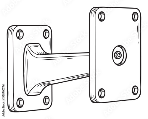 Industrial engineering component drawing showing a strong structural bracket for mounting or support applications in machinery manufacturing construction or architectural plans