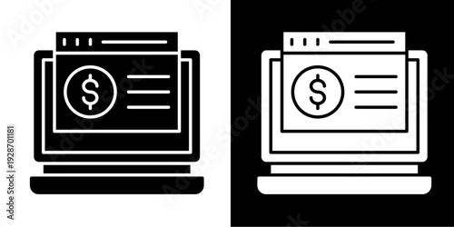 Online Payment  Icon Set White Glyph Style Collection
