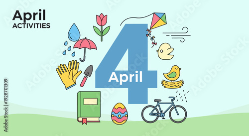 Large Blue Number Four Illustration Details.