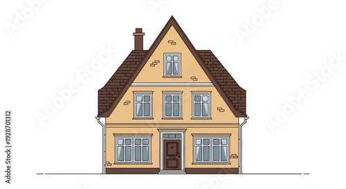 Illustration of a traditional yellow house.