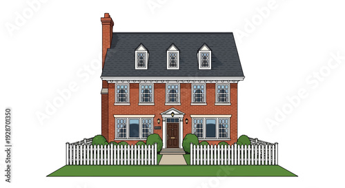 Model House with White Fence and Roof.