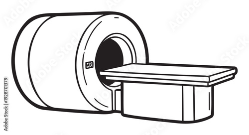 Medical magnetic resonance imaging scanner equipment for diagnostic procedures illustrating modern healthcare technology used in hospitals and clinics for patient examination