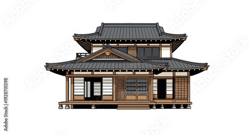 Traditional Asian Style House Architecture Building.