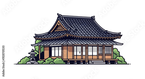 Traditional Japanese House with Tiled Roof 3.