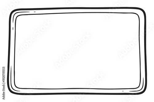 Hand drawn doodle frame with rounded corners providing a simple graphic boundary for various textual content or decorative purposes in casual designs
