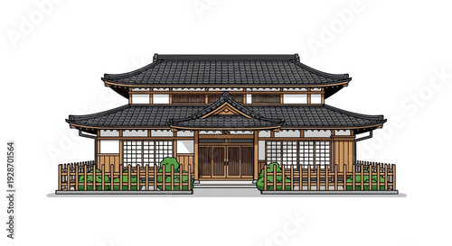 Traditional Japanese Style House Architecture Building.