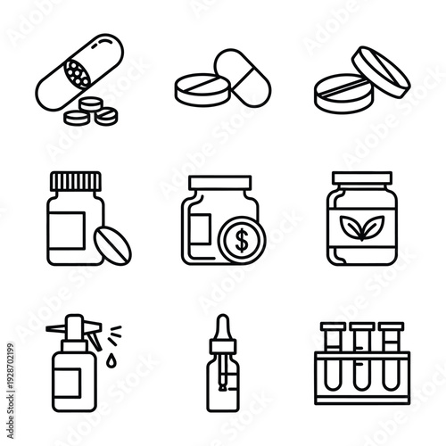Set of 9 pharmacy icons vector