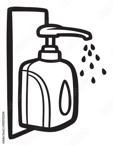 Hand sanitizer dispenser delivering liquid droplets for hygiene, health protection, and sanitation applications during public health awareness campaigns