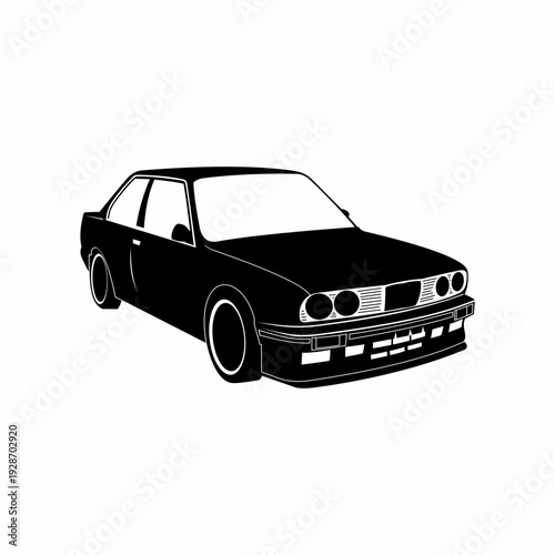 Urban sedan car for young people. Vector car silhouette illustration.