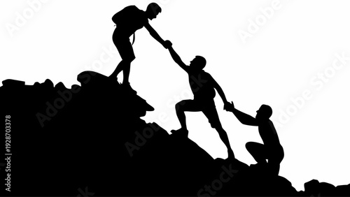 Teamwork and support on a challenging mountain climb