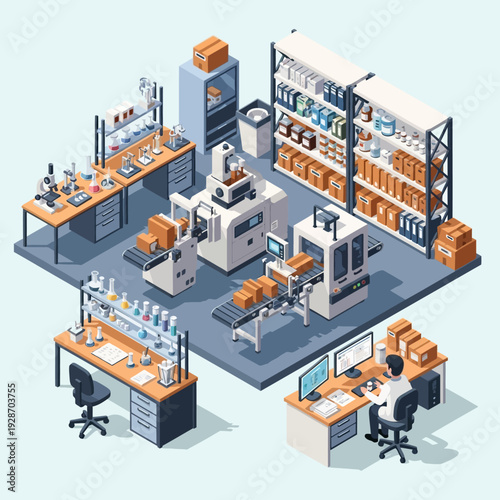 Modern Laboratory Equipment and Research Facility Workspace.