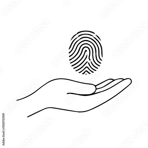 hand holds a fingerprint line icon vector
Vector line icon on a white background