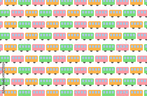 パステルカラーのかわいい電車パターン背景