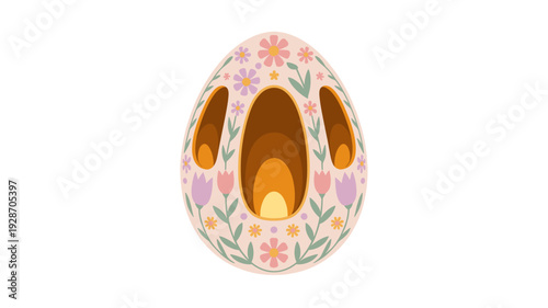 An artistic Easter egg with floral patterns.