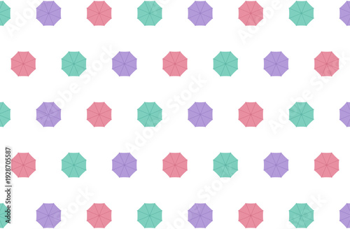 梅雨の傘シームレスパターン くすみパステル