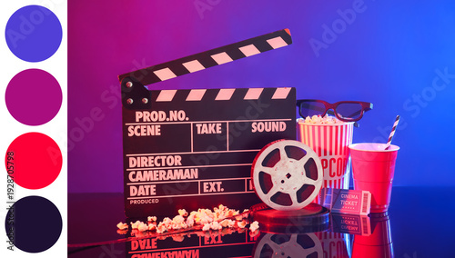 Movie clapper with film ree...